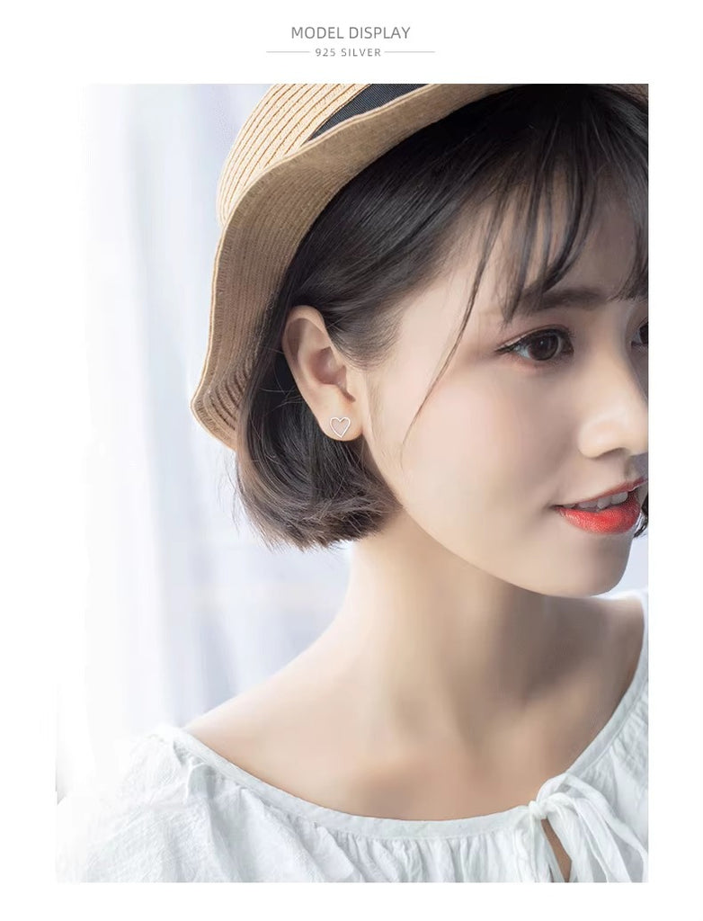 pendientes de plata de ley 925 con forma de corazón para mujer, joyería fina con cierre de tuerca