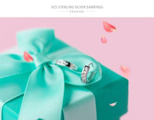 Load image into Gallery viewer, pendientes de aro de Plata de Ley 925 auténtica para mujer, aretes redondos de circonita transparente