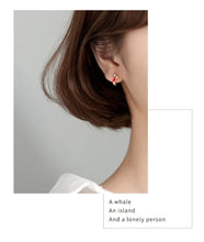 Load image into Gallery viewer, pendientes de aro de plata de ley 925 para mujer, joyería fina con forma de Mini conejo y zanahoria