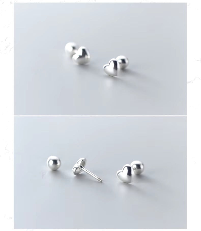 pendientes de plata de ley 925 con corazones brillantes