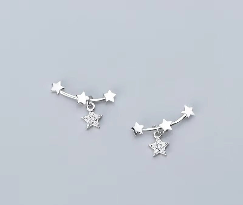 pendientes de plata de ley 925 con forma de estrella centelleante para mujer