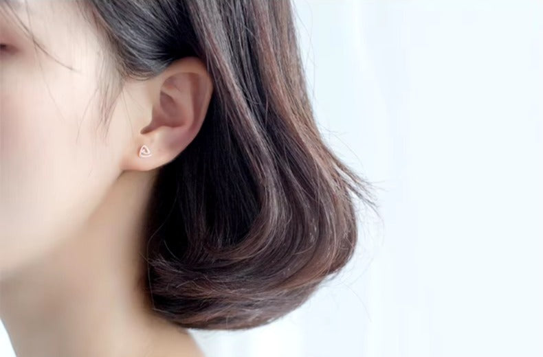 pendientes de plata de ley 925 con forma de triángulo, joyería fina minimalista