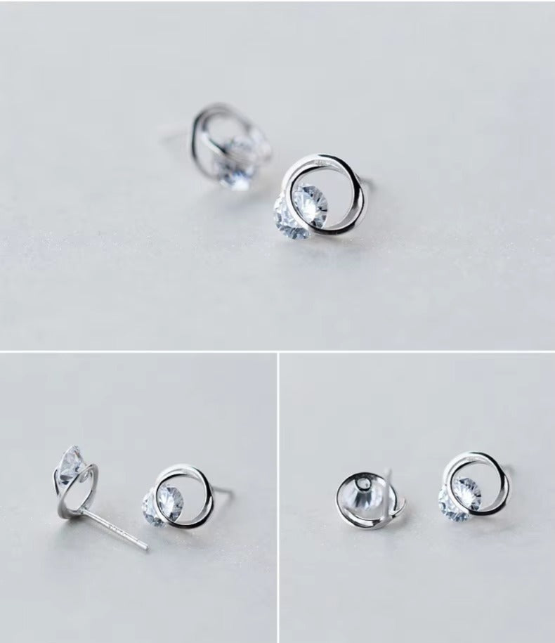 pendientes de plata de ley 100% y Circonia cúbica para mujer, aretes pequeños, plata esterlina 925