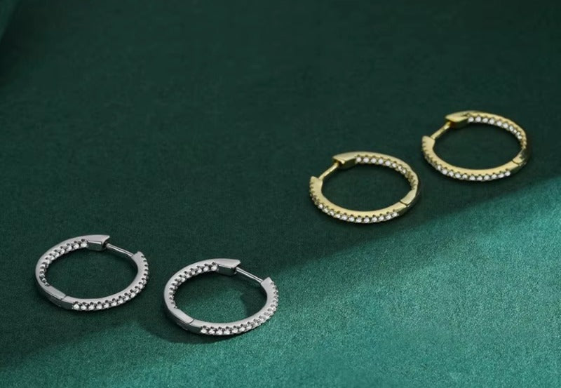 pendientes de aro de plata auténtica para mujer