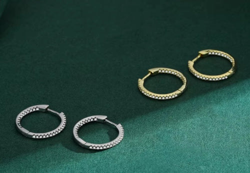 pendientes de aro de plata auténtica para mujer