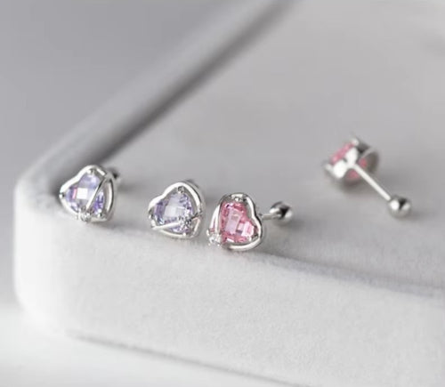 pendientes de plata de ley 925 para mujer, aretes de circonita con corazones románticos