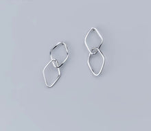 Load image into Gallery viewer, pendientes colgantes de rombos para mujer, de Color oro rosa, Plata de Ley 925 auténtica