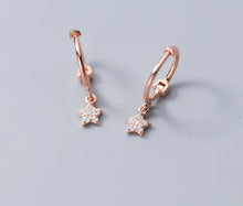 Load image into Gallery viewer, pendientes de plata de primera ley y circón para mujer, aretes pequeños, plata esterlina 100%