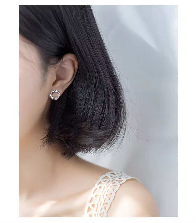 pendientes redondos geométricos de circonita brillante para mujer, joyería de Declaración