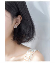 Cargar imagen en el visor de la galería, pendientes redondos geométricos de circonita brillante para mujer, joyería de Declaración