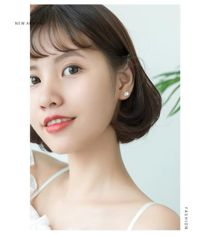 pendientes de plata de ley 925 con forma de ratón para mujer