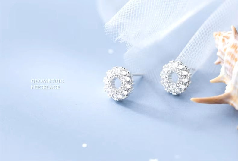 pendientes de plata de ley 925 con circonita radiante para mujer