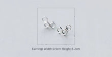 Load image into Gallery viewer, pendientes de plata de ley 2021 auténtica para mujer, aretes con diseño de panal, joyería a la moda