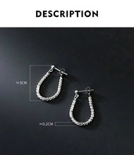 Cargar imagen en el visor de la galería, Plata de Ley 925 plata brillante línea Simple de cadena pendientes de broche a la moda fiesta