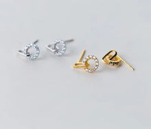 Load image into Gallery viewer, clásico Swing brillante redondo Stud pendientes moda 925 Plata de Ley 18 K oro Color