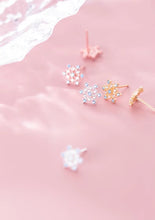 Load image into Gallery viewer, pendientes de plata de ley 925 con forma de copo de nieve para mujer