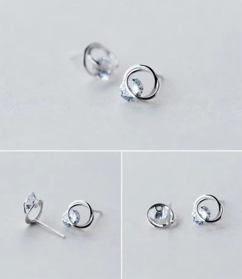 pendientes de plata de ley 100% y Circonia cúbica para mujer, aretes pequeños