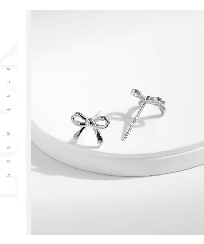 pendientes de plata de ley 925 con forma de lazo para mujer