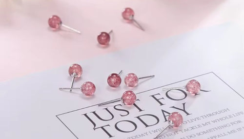 pendientes de plata de ley 925 para mujer, joyería de moda, pequeños pendientes de tuerca de cristal de fresa