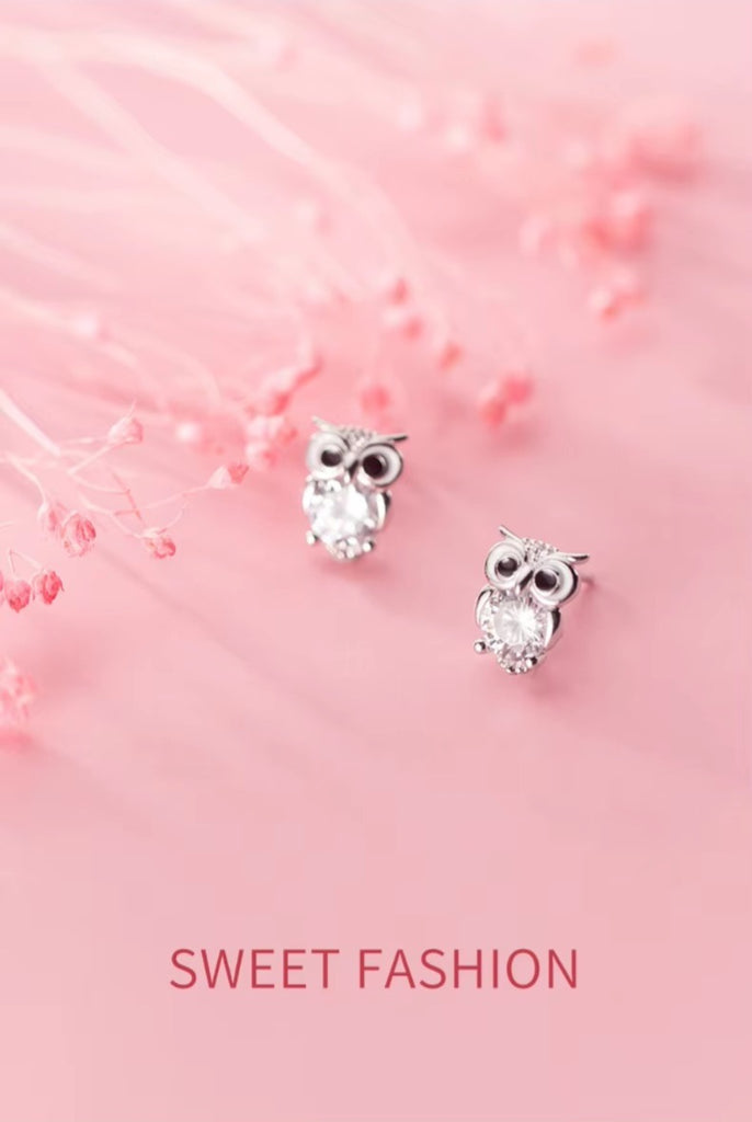 pendientes de plata de primera ley con forma de búho para mujer