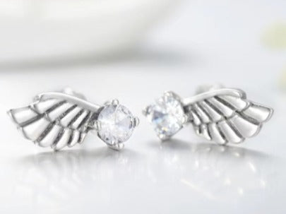 pendientes de plata esterlina 925 auténtica para mujer y niña, aretes con alas