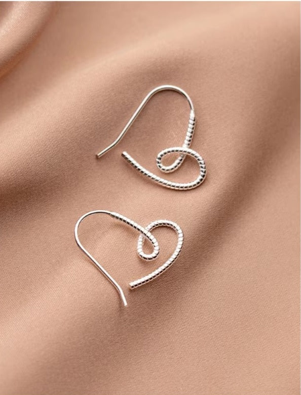 pendientes de plata de ley 925 con forma de corazón para mujer