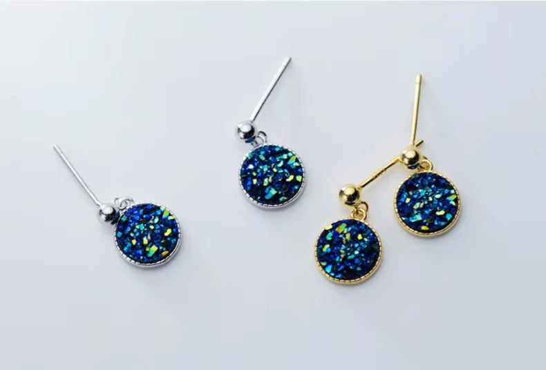 pendientes redondos de cristal para niña y mujer