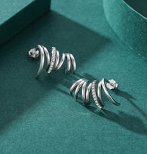 Load image into Gallery viewer, pendientes de plata de ley 925 con líneas geométricas