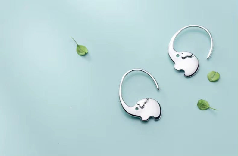 pendientes de plata de ley 925 con forma de elefante, joyería fina, con gancho, para mujer