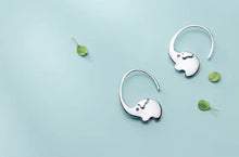 Load image into Gallery viewer, pendientes de plata de ley 925 con forma de elefante, joyería fina, con gancho, para mujer