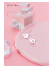 Load image into Gallery viewer, pendientes de plata de ley 100% con forma de cerdo, joyería con cierre de tuerca
