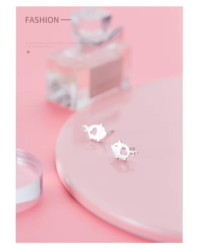 pendientes de plata de ley 100% con forma de cerdo, joyería con cierre de tuerca