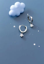 Load image into Gallery viewer, pendientes de aro de Plata de Ley 925 para mujer, joyería fina con estrellas encantadoras