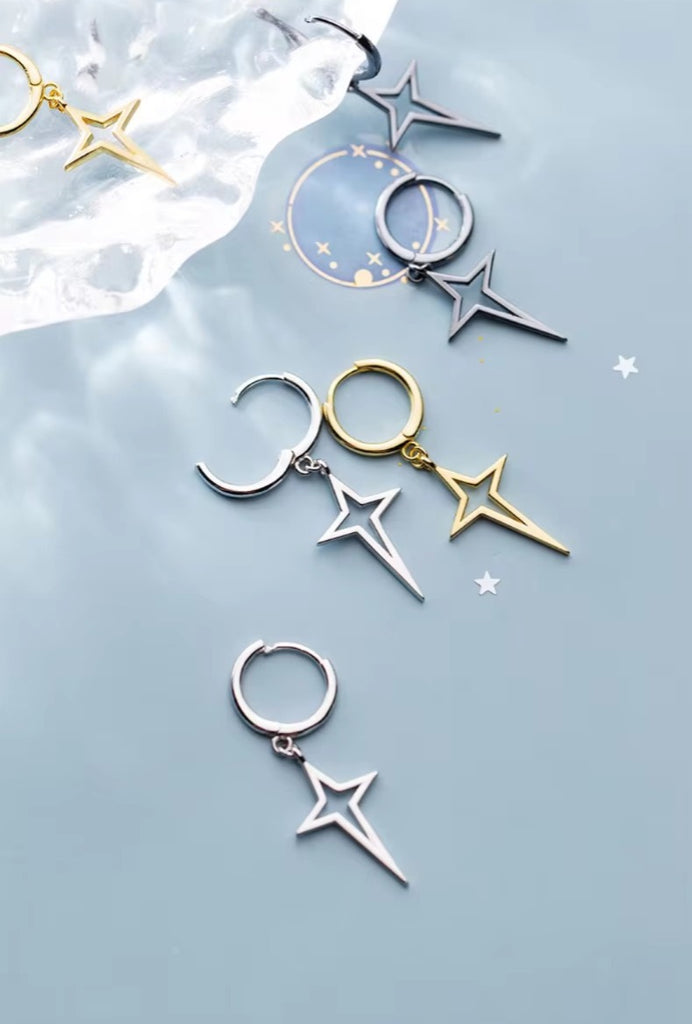 pendientes de aro con forma de estrella y Cruz para mujer