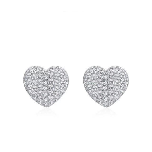 pendientes de plata de ley 925 con forma de corazón para mujer