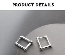 Load image into Gallery viewer, pendientes de aro de Plata de Ley 925 para mujer, aretes de aro con hebilla de oreja de fiesta rectangular Simple