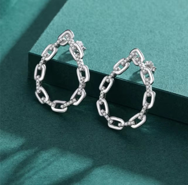 pendientes de plata esterlina 925 para mujer, aretes grandes de lujo con cierre apilable