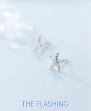 Load image into Gallery viewer, pendientes de plata de ley 925 con forma de estrella de mar, joyería fina con zirconia brillante, para mujeres