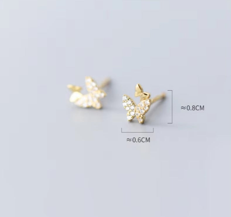 pendientes de plata esterlina 925 para mujer, joyería fina con forma de mariposa bailarina