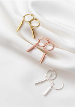 Load image into Gallery viewer, pendientes de aro de Plata de Ley 925 auténtica para mujer, aretes geométricos de palo rectangular