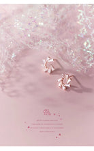 Load image into Gallery viewer, elegante copo de nieve rectángulo claro Zirconia Stud pendientes moda 925 Plata de Ley