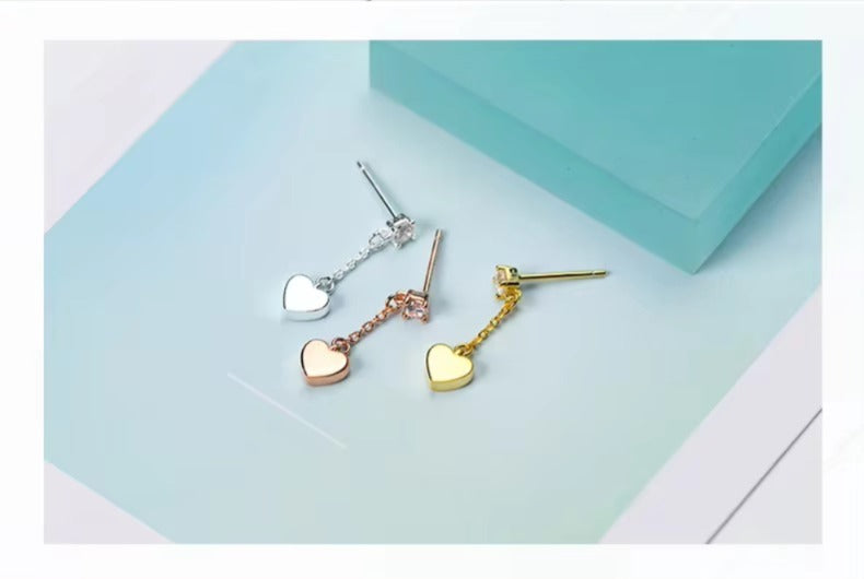 pendientes colgantes de plata de ley 2021 auténtica para mujer, aretes con borla de corazones