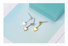 Load image into Gallery viewer, pendientes colgantes de plata de ley 2021 auténtica para mujer, aretes con borla de corazones