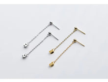 Cargar imagen en el visor de la galería, Rock Punk negro cadena Stud pendientes moda 100% Plata de Ley 925 colgante