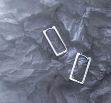 Load image into Gallery viewer, pendientes de aro rectangulares de Plata de Ley 925 auténtica para mujer