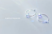 Load image into Gallery viewer, pendientes de aro de cristal arcoíris para mujer, joyería de plata de ley 925