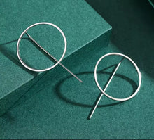 Load image into Gallery viewer, pendientes de plata de ley 925 con forma de círculo Simple para mujer