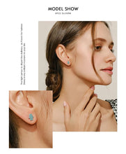 Load image into Gallery viewer, pendientes de plata de primera ley y turquesa para mujer, aretes pequeños