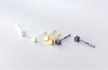 Load image into Gallery viewer, pendientes de plata de ley 925 con forma de cubo de azúcar para mujer, joyería fina