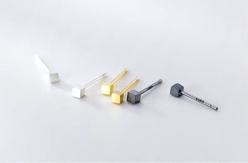 pendientes de plata de ley 925 con forma de cubo de azúcar para mujer, joyería fina